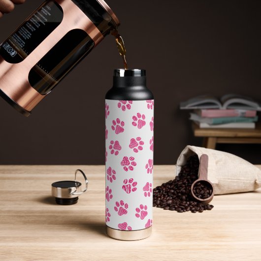 Doodle Paws, Hundepaws, rosa Paws Trinkflasche (Kaffee)