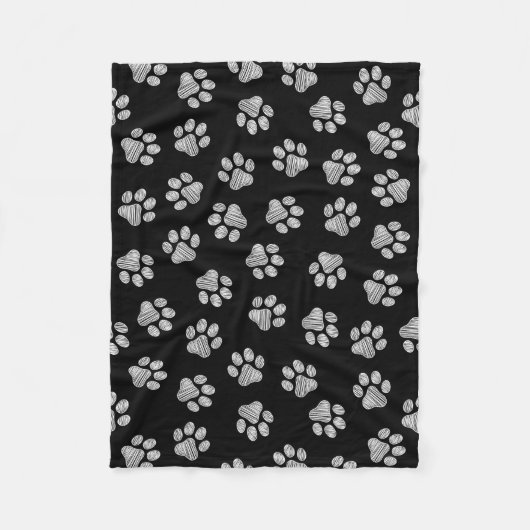 Doodle Paws, Hundepfähle, weiße Pasten Fleecedecke (Vorderseite)