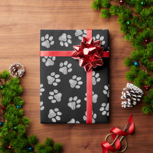 Doodle Paws, Hundepfähle, weiße Pasten Geschenkpapier