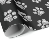 Doodle Paws, Hundepfähle, weiße Pasten Geschenkpapier (Rolleneckpunkt)