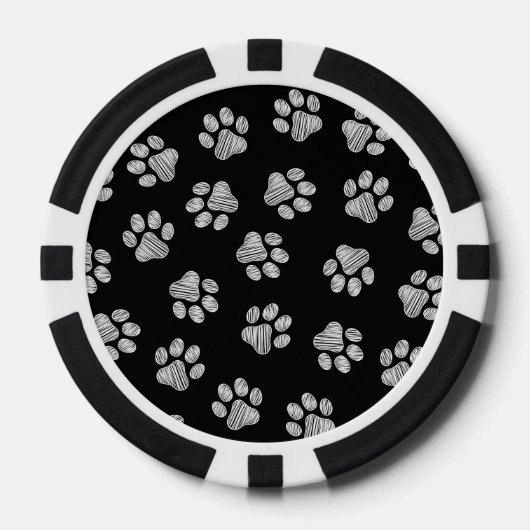 Doodle Paws, Hundepfähle, weiße Pasten Pokerchips (Vorderseite)