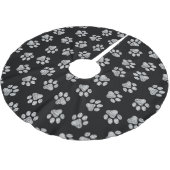 Doodle Paws, Hundepfähle, weiße Pasten Polyester Weihnachtsbaumdecke (Schrägansicht)