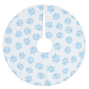 Doodle Paws, Hundepuws, Baby Blue Paws Polyester Weihnachtsbaumdecke