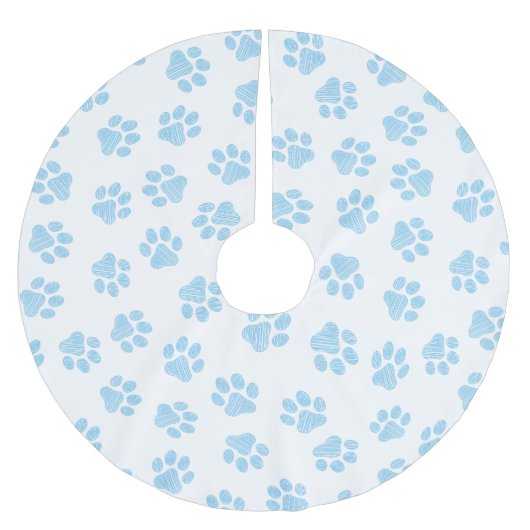 Doodle Paws, Hundepuws, Baby Blue Paws Polyester Weihnachtsbaumdecke (Vorderseite)
