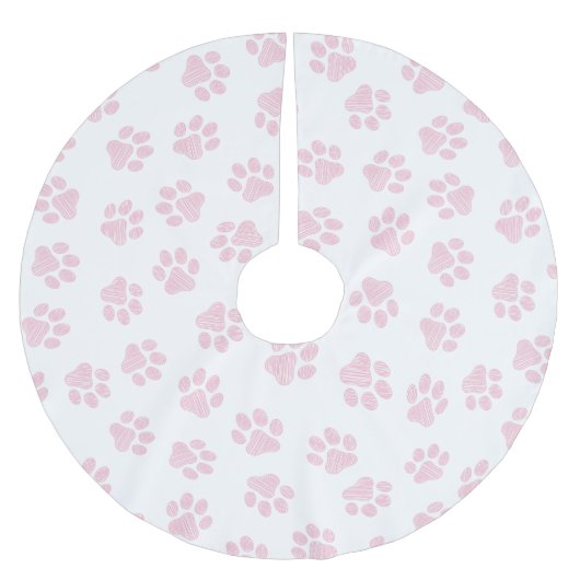 Doodle Paws, Hundepuws, Baby Pink Paws Polyester Weihnachtsbaumdecke (Vorderseite)