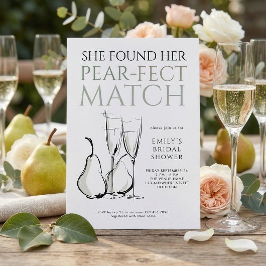 Doodle Pear-fect Match Bridal Shower Einladung