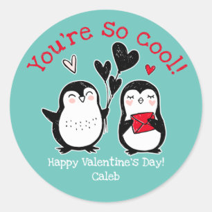 Doodle Penguin Valentine Aufkleber