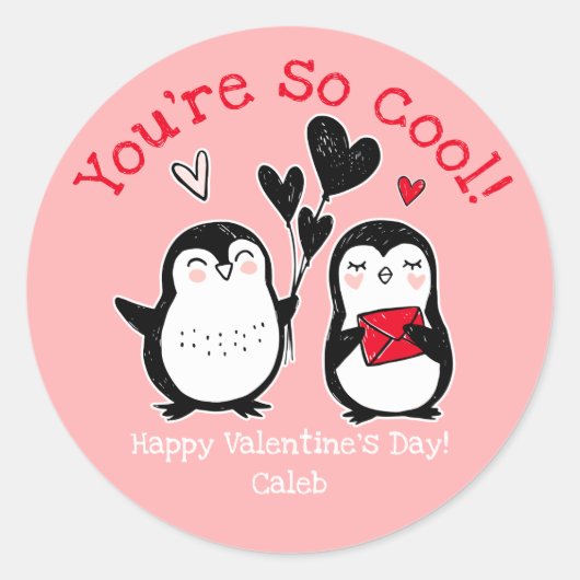 Doodle Penguin Valentine Aufkleber (Vorderseite)