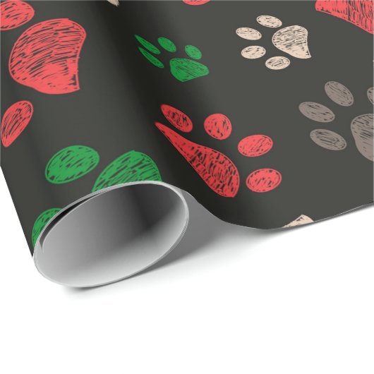 Doodle Pfoten druckt Weihnachten Geschenkpapier (Rolleneckpunkt)