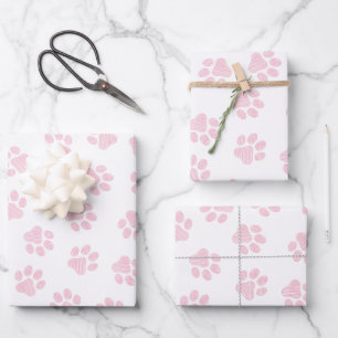 Doodle Pfoten, Hundepfoten, Babyrosa Pfoten Geschenkpapier Set