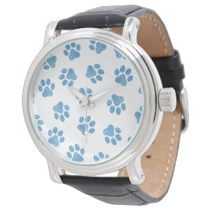 Doodle Pfoten, Hundepfoten, Blaue Pfoten Armbanduhr