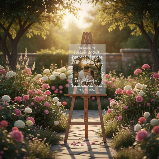 Doodle Photo Frame Engagement Party Welcome Acrylschild