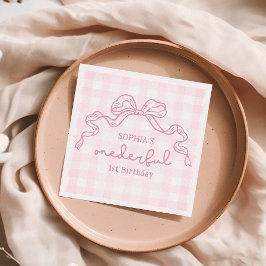Doodle Pink Bow Baby Girl 1. Geburtstag Serviette