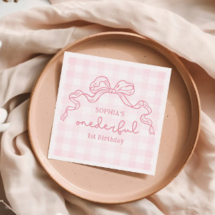 Doodle Pink Bow Baby Girl 1. Geburtstag Serviette