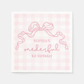 Doodle Pink Bow Baby Girl 1. Geburtstag Serviette (Vorderseite)