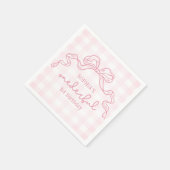 Doodle Pink Bow Baby Girl 1. Geburtstag Serviette (Ecke)