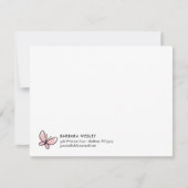 DOODLE PINK BUTTERFLY WHIMSICAL MONOGRAMM MITTEILUNGSKARTE (Vorderseite)