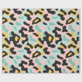 Doodle Pink Mint Pastel Leopard Spots Geschenkpapier (Flach)