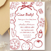 doodle Pizza Italian Ciao Baby Shower Invitation Einladung
