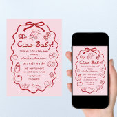 doodle Pizza Italian Ciao Baby Shower Invitation Einladung