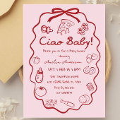 doodle Pizza Italian Ciao Baby Shower Invitation Einladung