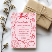 doodle Pizza Italian Ciao Baby Shower Invitation Einladung