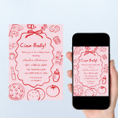 doodle Pizza Italian Ciao Baby Shower Invitation Einladung
