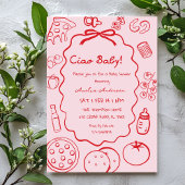doodle Pizza Italian Ciao Baby Shower Invitation Einladung