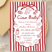 doodle Pizza Italian Ciao Baby Shower Invitation Einladung