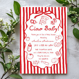 doodle Pizza Italian Ciao Baby Shower Invitation Einladung