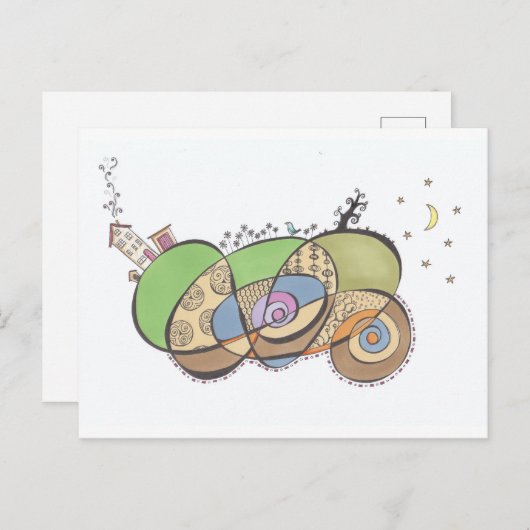 Doodle Postkarte (Vorne/Hinten)