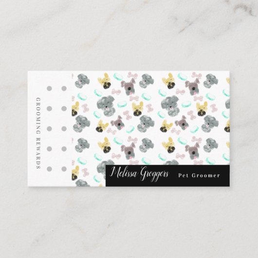 Doodle Puppies Pet Groomer Logos Belohnung Visitenkarte (Vorderseite)