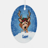 Doodle Puppy Rentier Weihnachtsmetallschmuck Ornament Aus Metall (Vorderseite Rechts)