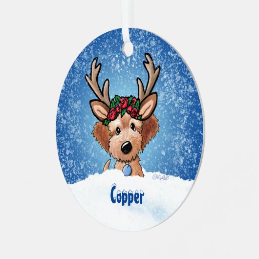 Doodle Puppy Rentier Weihnachtsmetallschmuck Ornament Aus Metall (Vorderseite links)