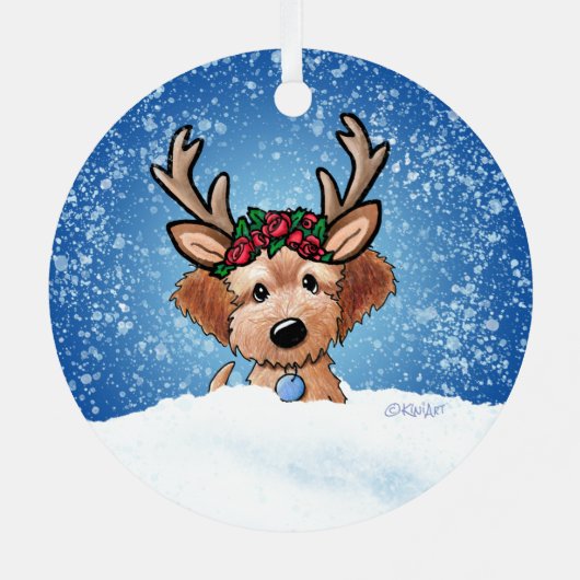 Doodle Puppy Rentier Weihnachtsmetallschmuck Ornament Aus Metall (Rückseite)