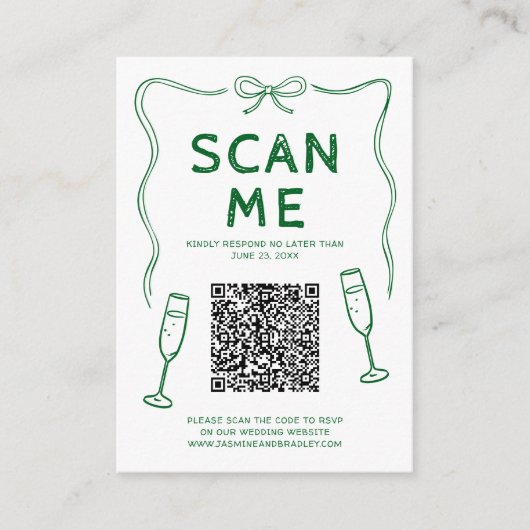Doodle-QR-Code-Hochzeit Begleitkarte (Vorderseite)