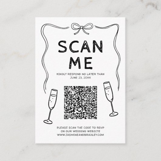Doodle QR Code Wedding Begleitkarte (Vorderseite)