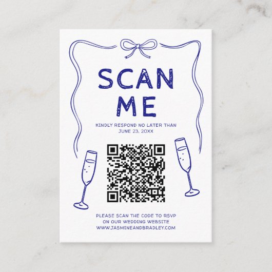 Doodle QR Code Wedding Begleitkarte (Vorderseite)