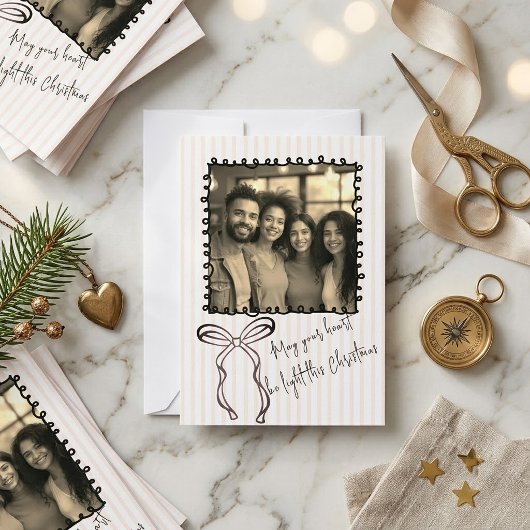 Doodle-Rahmen-Foto-Schleife-Weihnachtskarte-Rosa-S