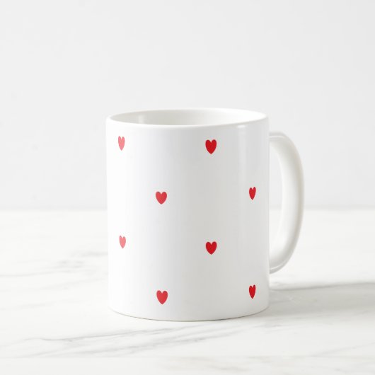 Doodle Red Hearts Weiße Niedliche Klasse Elegant H Kaffeetasse (VorderseiteRechts)