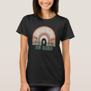Doodle Regenbogen Sei nett   Frauen Mädchen Groovy T-Shirt