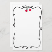 Doodle Ribbon Rahmen sehr Kirsche Briefpapier (Vorne/Hinten)