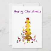 Doodle Robins Golden Tree | Weihnachtskarte (Vorderseite)