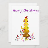 Doodle Robins Golden Tree | Weihnachtskarte (Vorne/Hinten)