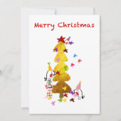 Doodle Robins Golden Tree Weihnachtskarte Dankeskarte (Vorderseite)