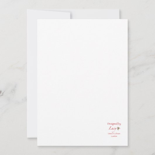 Doodle Robins Golden Tree Weihnachtskarte Dankeskarte (Rückseite)