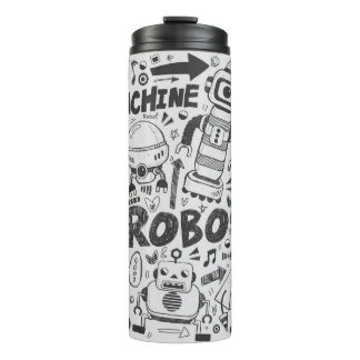 doodle robot element, illustrator line tools drawi thermosbecher