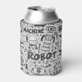Doodle Robot Illustrator Zeichnend Dosenkühler (Kanne Vorderseite)