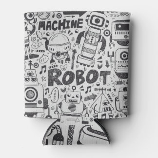 Doodle Robot Illustrator Zeichnend Dosenkühler