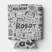Doodle Robot Illustrator Zeichnend Dosenkühler (Rückseite)
